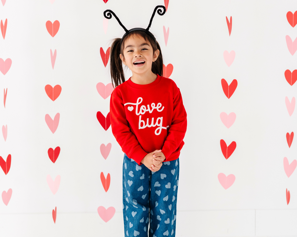 Love Bug Valentines Day Sweatshirt kids and Toddlers