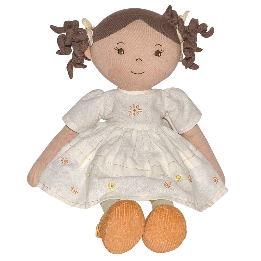 Cecilia Dk. Brown Hair in Cream Linen Dress with Display Box