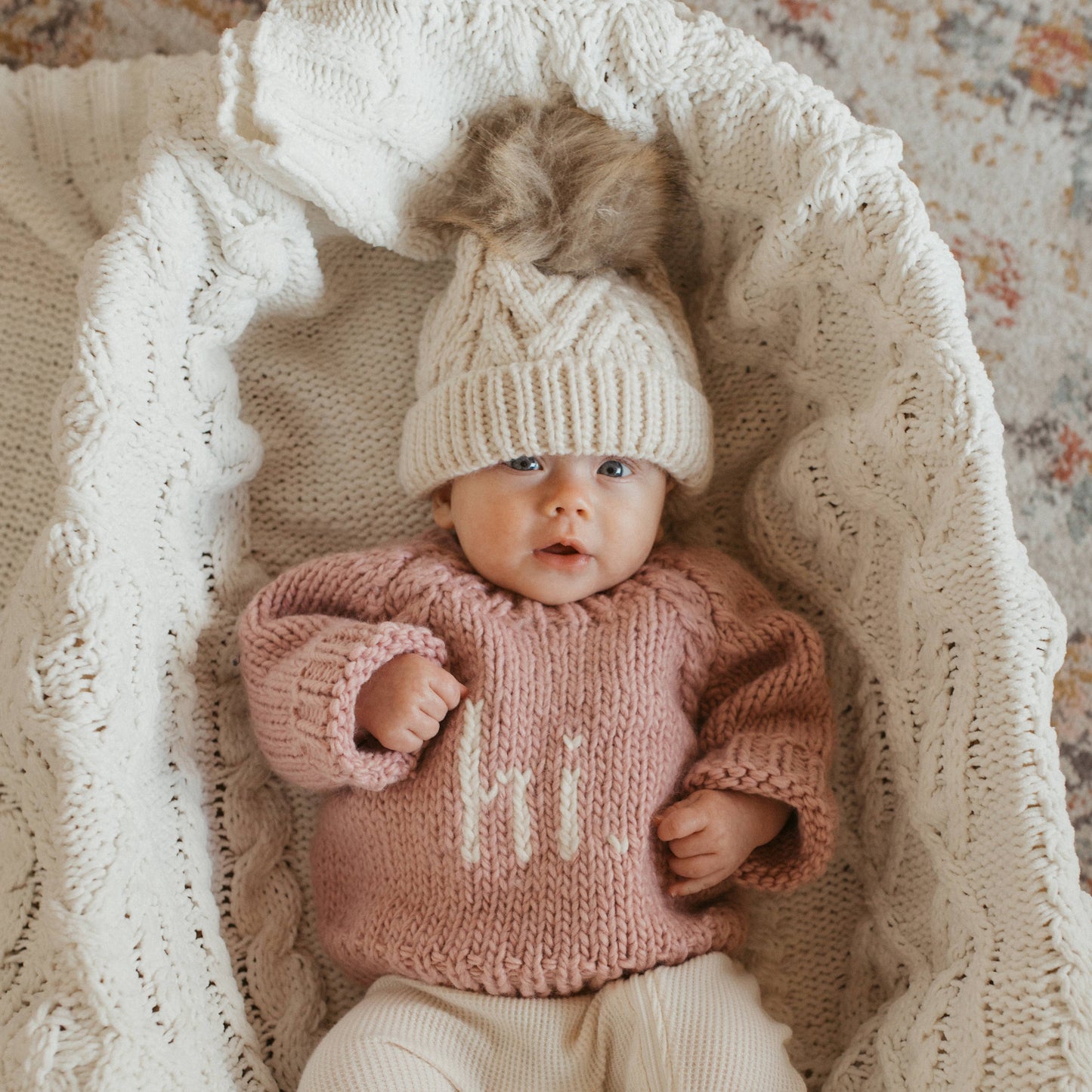 Hi. Rosy Crew Neck Sweater Baby - 0-6 months