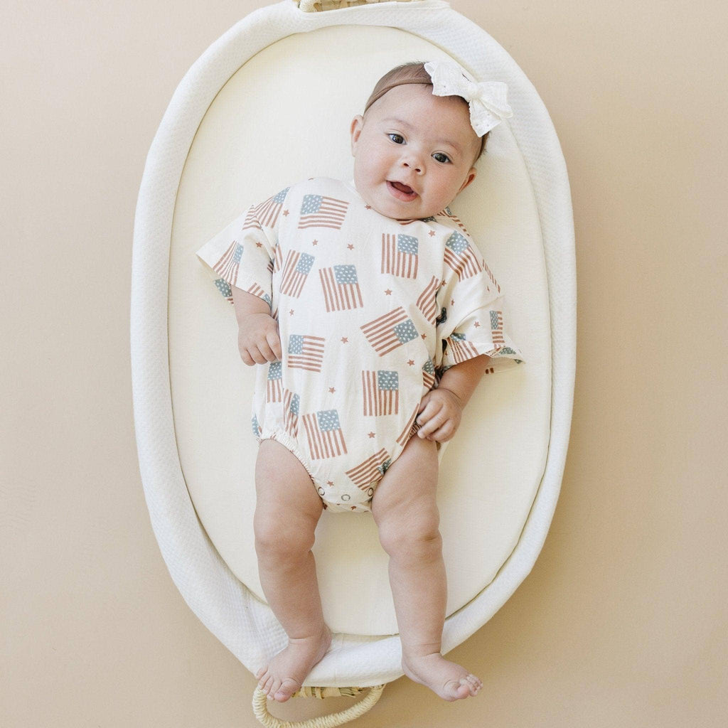 4th of July Flag Print T-Shirt Romper