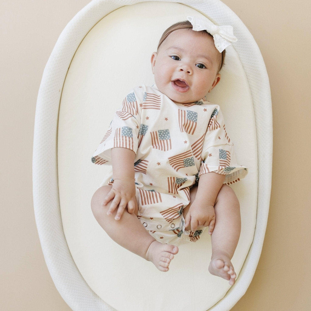 4th of July Flag Print T-Shirt Romper