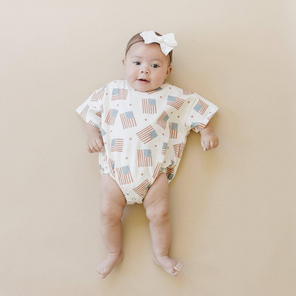 4th of July Flag Print T-Shirt Romper