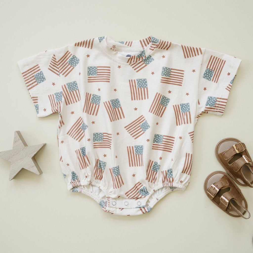 4th of July Flag Print T-Shirt Romper