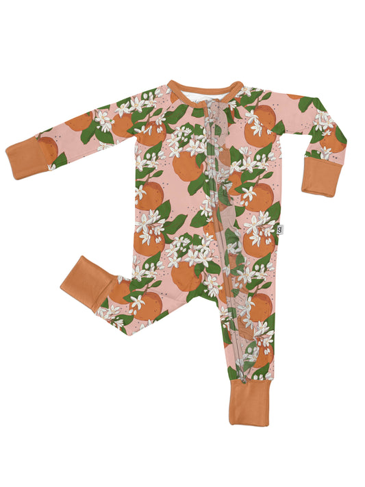 Orange Blossoms Ruffle Zip Pajamas