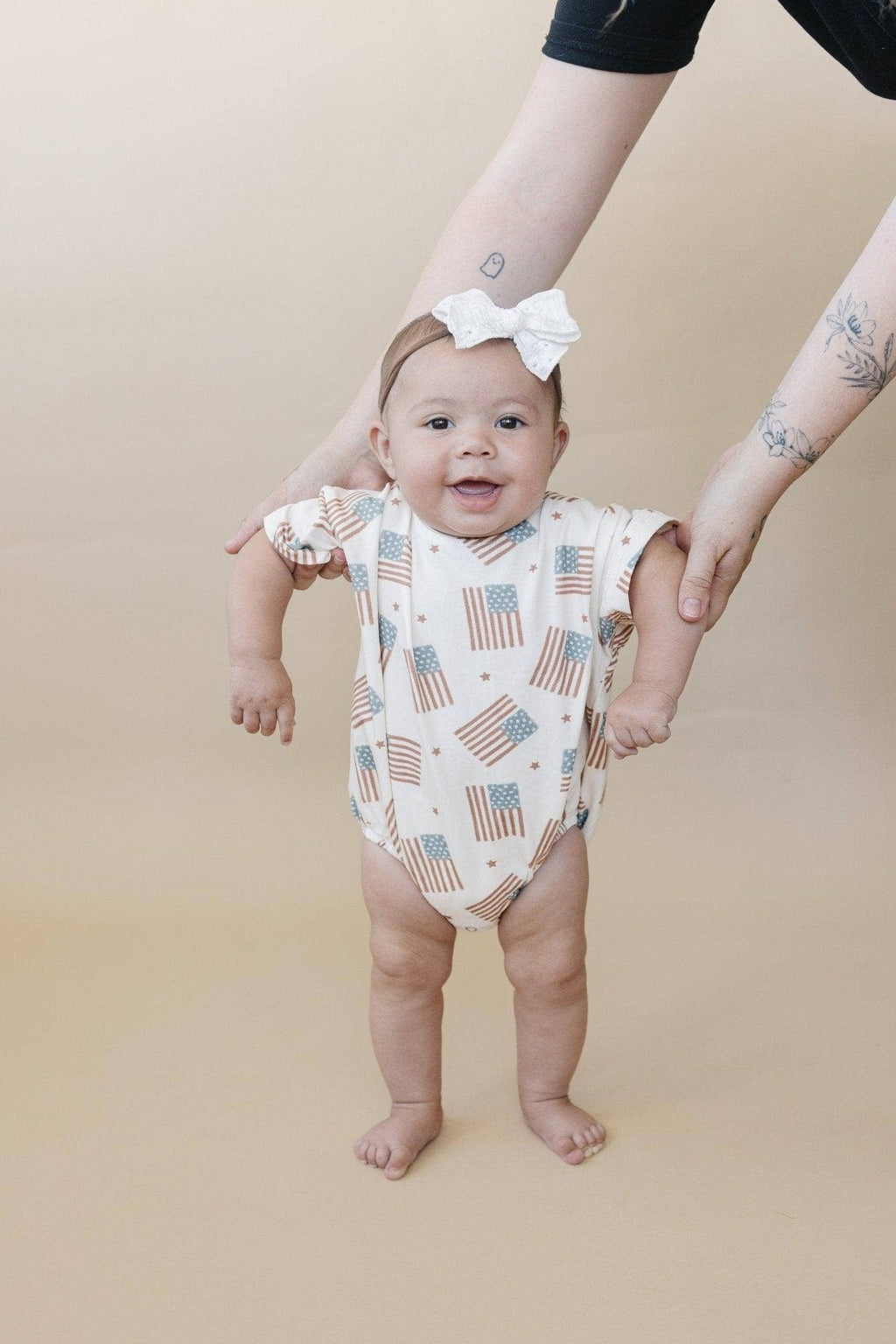 4th of July Flag Print T-Shirt Romper