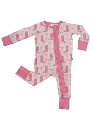 Cowgirl Boots & Bows Ruffle Zipper Pajama