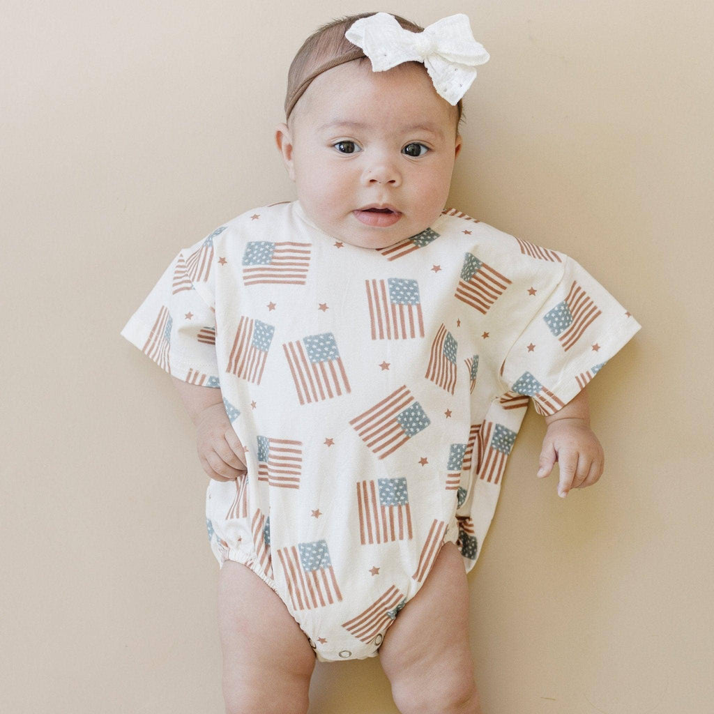 4th of July Flag Print T-Shirt Romper